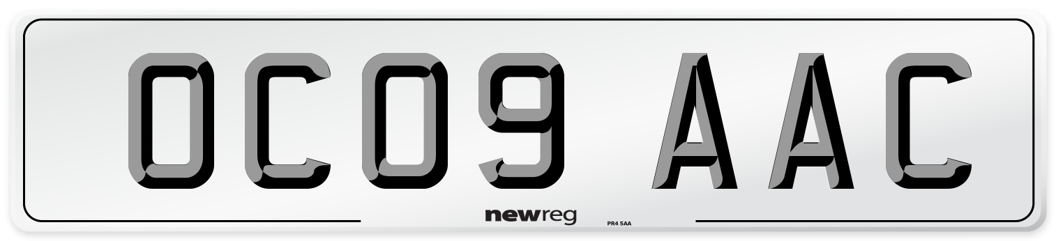 OC09 AAC Number Plate from New Reg